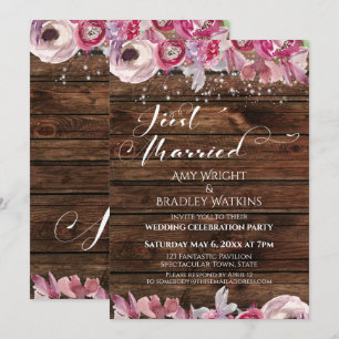 Invitation Fleurs et lumières aquarelles rustiques - Mariés à