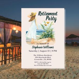Invitation Fleurs et Plage de femmes Parti de retraite à thèm