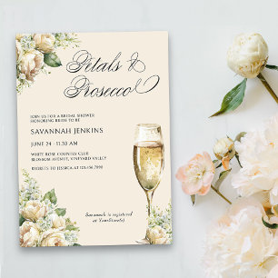 Invitation Fleurs et Roses Crème Prosecco Shower de Mariage