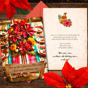 Invitation Fleurs et Sarape Fête de Noël Mexicaine