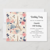 Fleurs et Tour Eiffel Paris Motif Anniversaire