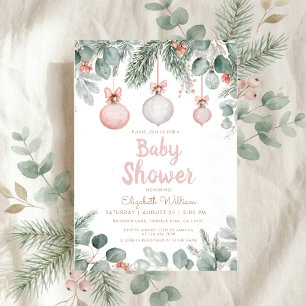 Invitation Fleurs fantaisie aquarelle rose bébé shower