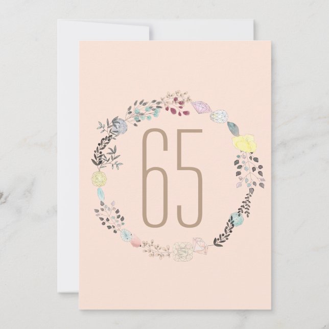 Invitation Fleurs fantaisies et diamants 65e anniversaire (Dos)