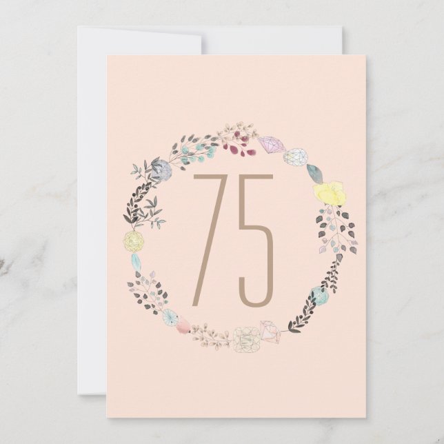 Invitation Fleurs fantaisies et diamants 75e anniversaire (Dos)