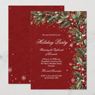 Invitation Fleurs festives classiques de Noël Fête de Noël