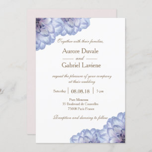 Invitation Fleurs florales blanches blanches lilas or mariage