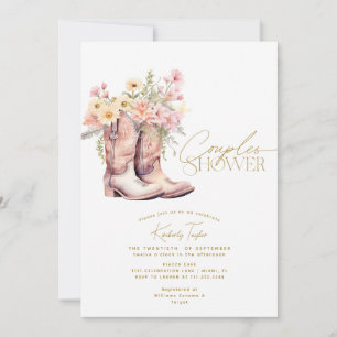Invitation Fleurs florales de Bottes Cowgirl Fête de couples