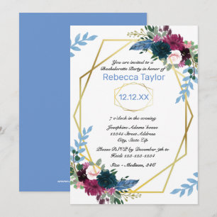 Invitation Fleurs Florales Mod Vert Bleu - Enterrement de Vie