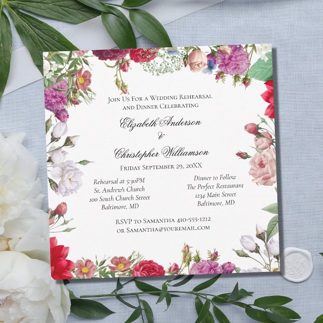 Invitation Fleurs florales Répétition Mariage officielle (Créateur téléchargé)