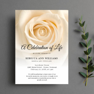 Invitation Fleurs florales roses Célébration de la vie funéra
