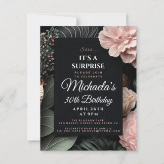 Invitation Fleurs florales Surprise secret fête d'anniversair