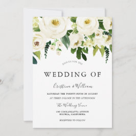 Invitation Fleurs florissantes blanches Mariage élégant