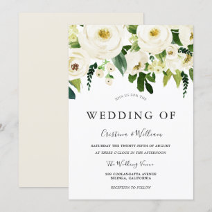 Invitation Fleurs florissantes blanches Mariage élégant