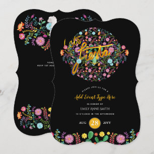 Invitation Fleurs folkloriques de Fiesta mexicaine Llama Gold