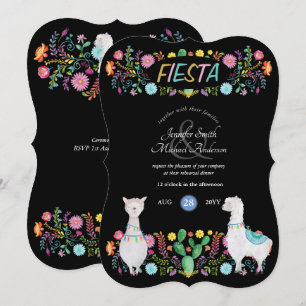 Invitation Fleurs folkloriques de Fiesta mexicaine Llamas N'I