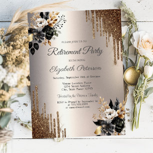 Invitation Fleurs foncées Parties scintillant Drives Ivory Re
