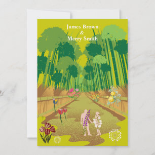 Invitation Fleurs forestières Voyage Adam et Eve Mariage