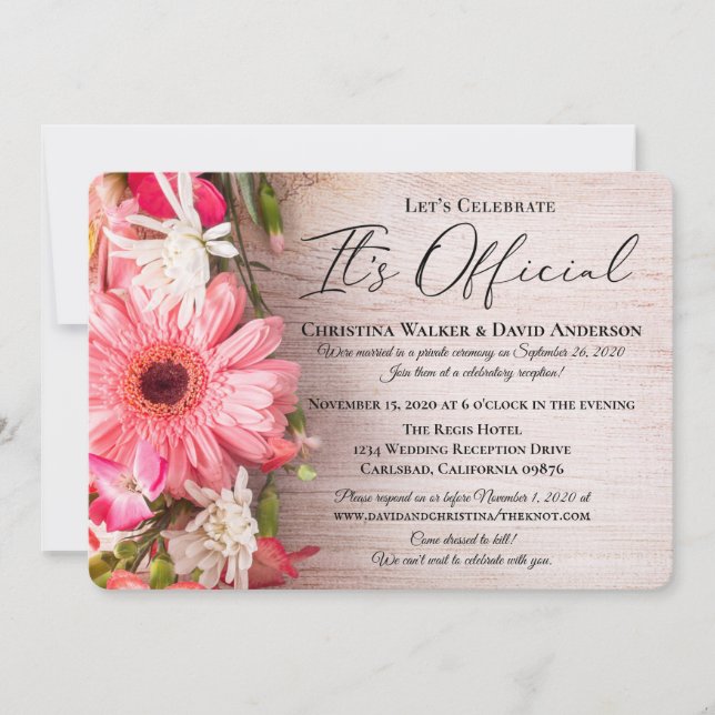 Invitation Fleurs Fraîches Fleuriste C'est officiel Mariage (Devant)