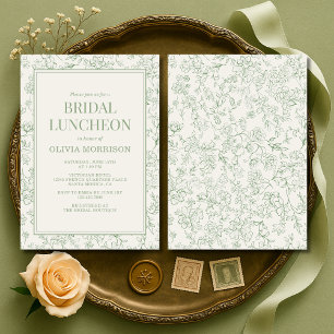Invitation Fleurs françaises pour luncheon de mariage, vert s
