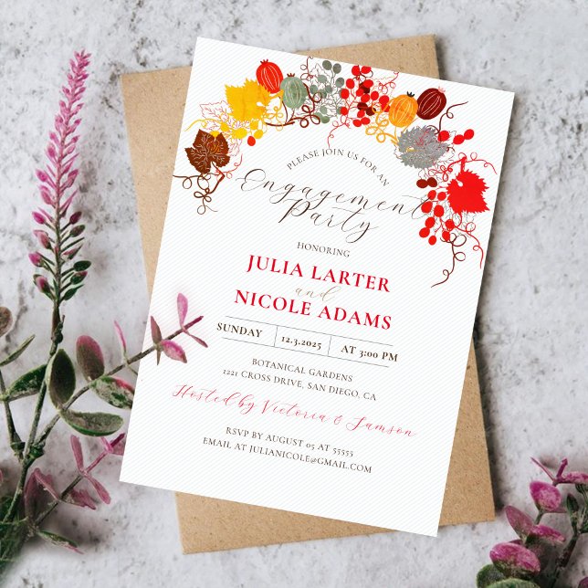 Invitation Fleurs françaises Sweet Berry Raisins Partie d'eng (Créateur téléchargé)