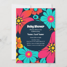 Invitation Fleurs Funky Lumineuses-Retro- Style Dopamine
