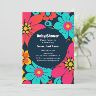Invitation Fleurs Funky Lumineuses-Retro- Style Dopamine