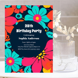 Invitation Fleurs Funky Lumineuses-Retro- Style Dopamine