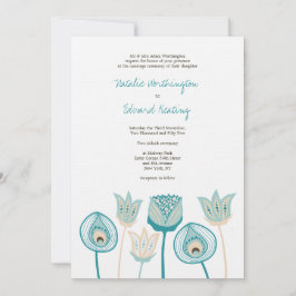 Invitation Fleurs funky mariages Turquoise Blue Ivory