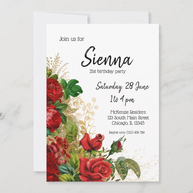 Invitation Fleurs glam chic modernes pour toutes les occasion (Devant)
