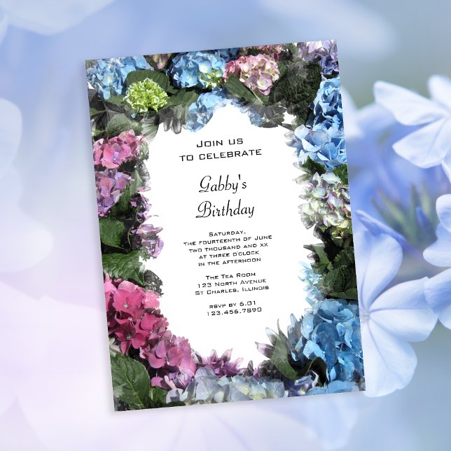 Invitation Fleurs Hydrangea multicolores fête d'anniversaire (Créateur téléchargé)