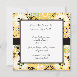 Invitation Fleurs Jaune Vert Marron Rétro Mariage Après