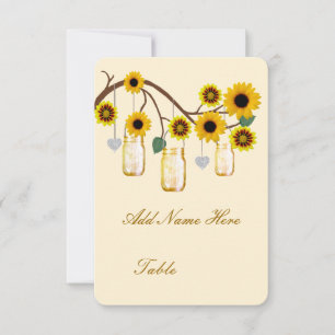 Invitation Fleurs Jaunes Mason Jars Table Place Card