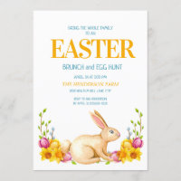 Fleurs Jaunes Mignonnes Lapin Pâques Brunch Chasse