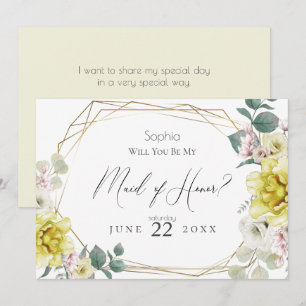 Invitation Fleurs Jaunes Serez-vous ma femme d'honneur