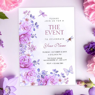 Invitation Fleurs libellule
