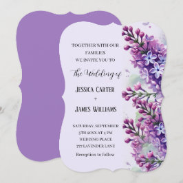 Invitation Fleurs Lilac Aquarelle Mariage rustique