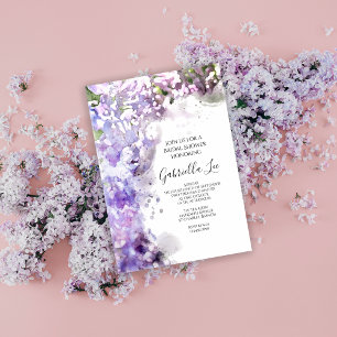 Invitation Fleurs Lilac violettes Fête des mariées aquarelle