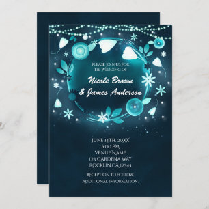 Invitation Fleurs Lumineuses Nuit Jardin Whimsical Mariage
