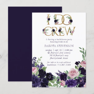 Invitation Fleurs luxuriantes Pompe et rose Floral I Do Cre