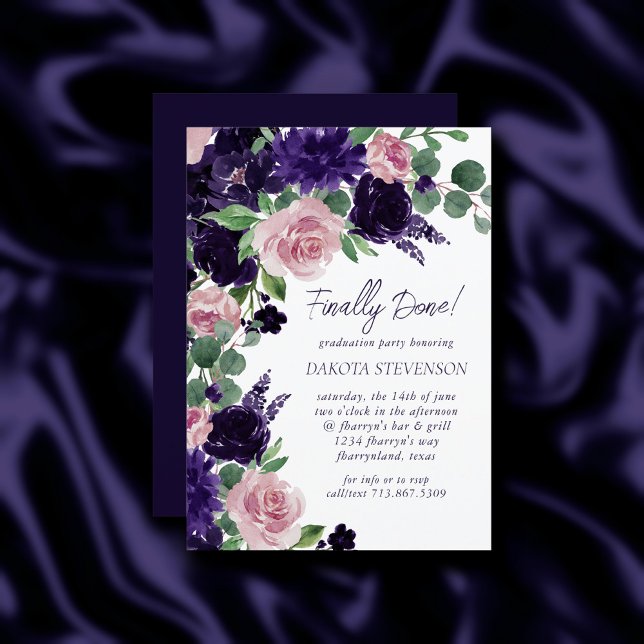 Invitation Fleurs luxuriantes | Purple and Pink Rose Rose Gra (Créateur téléchargé)