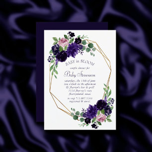 Invitation Fleurs luxuriantes Rose violet et rose amour en