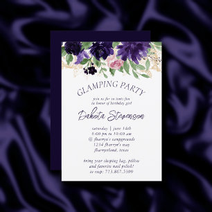 Invitation Fleurs luxuriantes   Roses violettes et roses