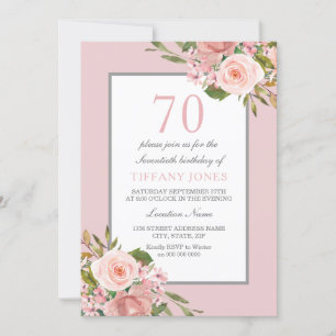 Invitation Fleurs magnifiques femmes 70e anniversaire Invitat