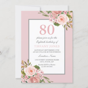 Invitation Fleurs magnifiques femmes 80e anniversaire Invitat