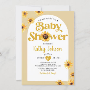 Invitation Fleurs marguerites Arch Boho Baby shower Tournesol