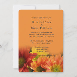 Invitation Fleurs marguerites colorées rouge, jaune, orange m