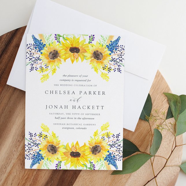Invitation Fleurs | Mariage de tournesol aquarelle (Créateur téléchargé)