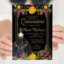 Fleurs mexicaines avec Quinceañera Noir Or
