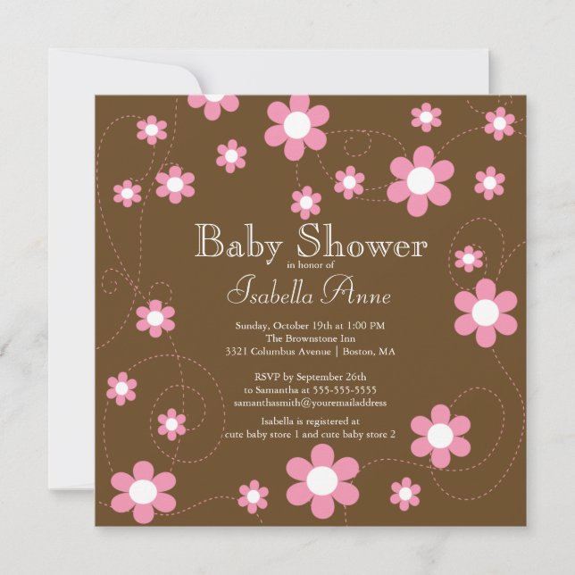 Invitation Fleurs modernes et amusantes Baby shower floral (Devant)