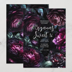 Invitation Fleurs noires enchantées grasses Moody Bold Floral